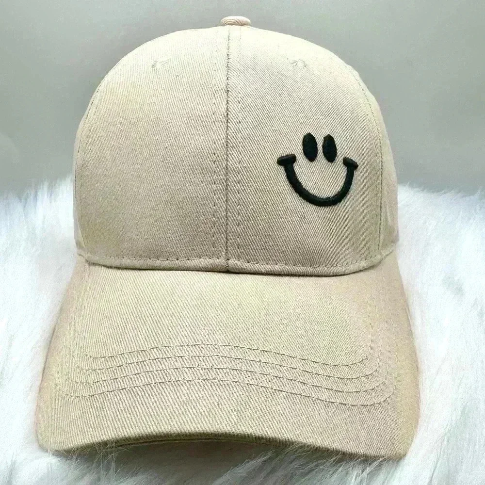 Woman’s Khaki Embroidered Smiley Baseball Cap - Picture 3 of 6